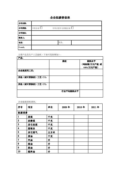 企业低碳普查表