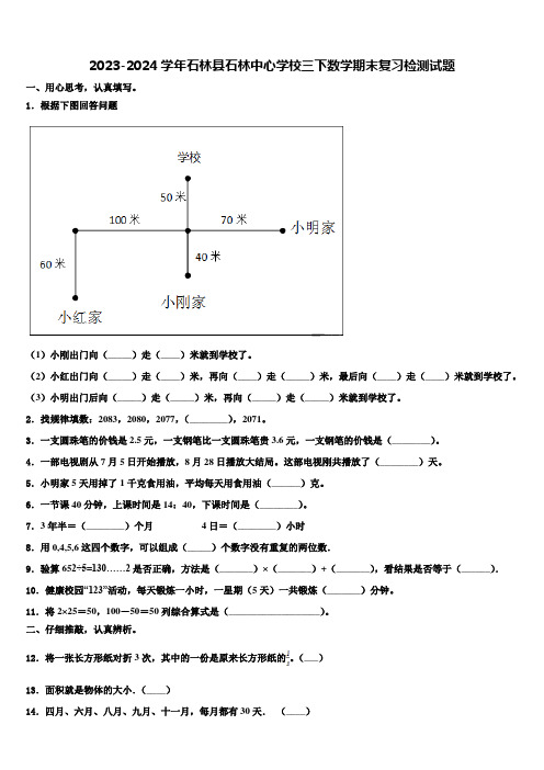 2023-2024学年石林县石林中心学校三下数学期末复习检测试题含解析