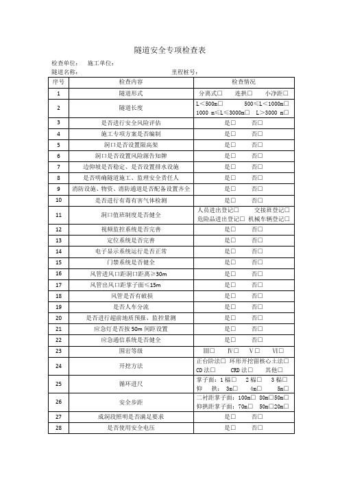 隧道专项检查表