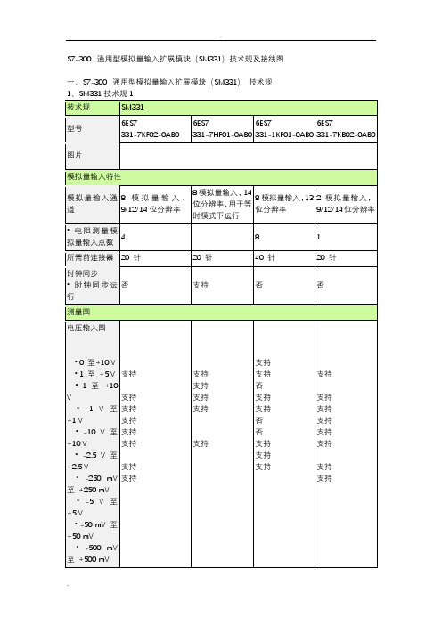 通用型模拟量输入扩展模块(SM331)技术规范及接线图