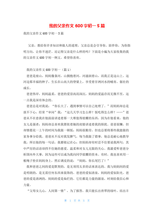 我的父亲作文600字初一5篇