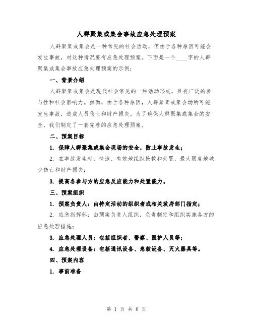 人群聚集或集会事故应急处理预案（三篇）