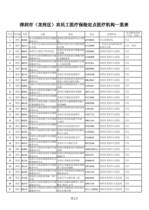 深圳社康医院网点