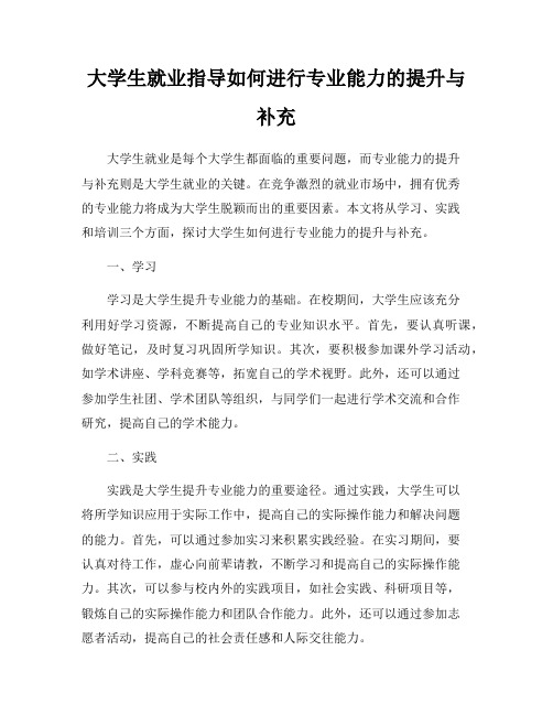 大学生就业指导如何进行专业能力的提升与补充