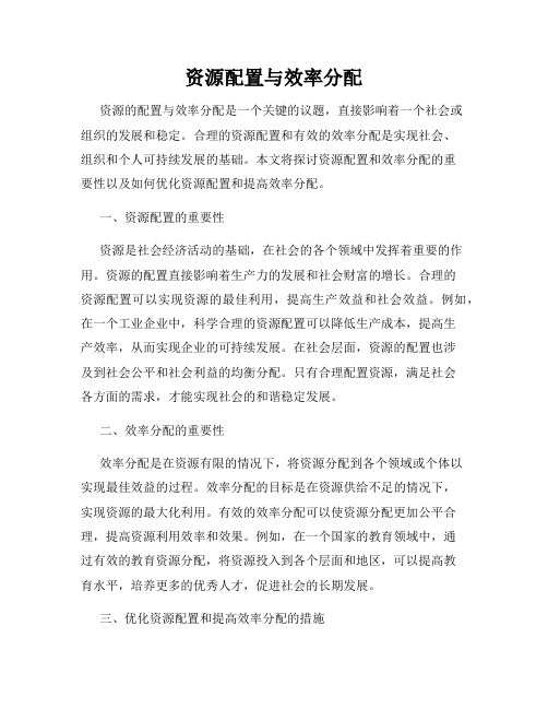 资源配置与效率分配