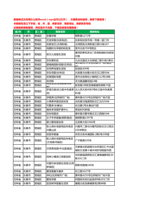 2020新版吉林省长春市宽城区月子服务工商企业公司商家名录名单黄页联系号码地址大全86家