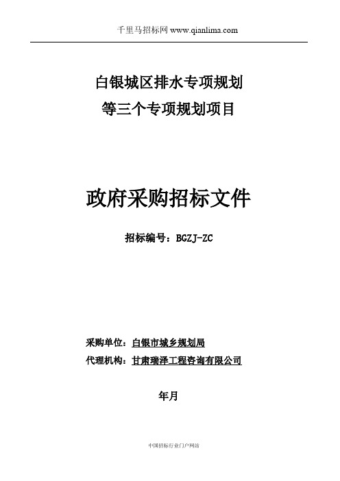 城乡规划局排水专项规划等专项规划项目招投标书范本