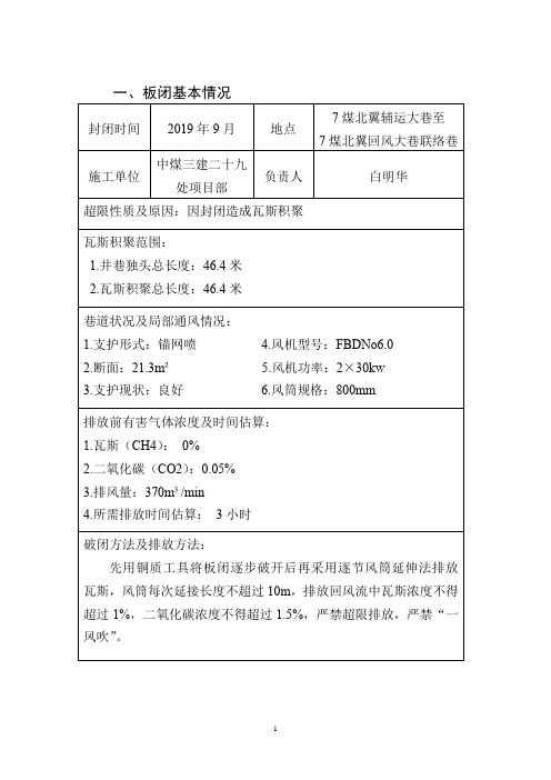 启封密闭措施