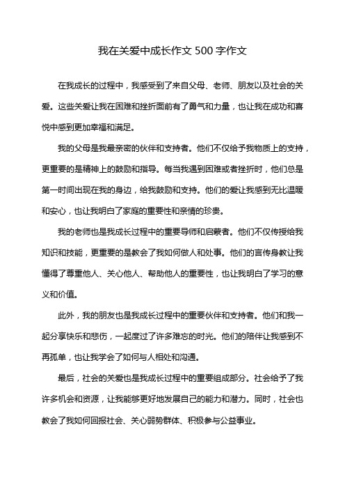 我在关爱中成长作文500字作文