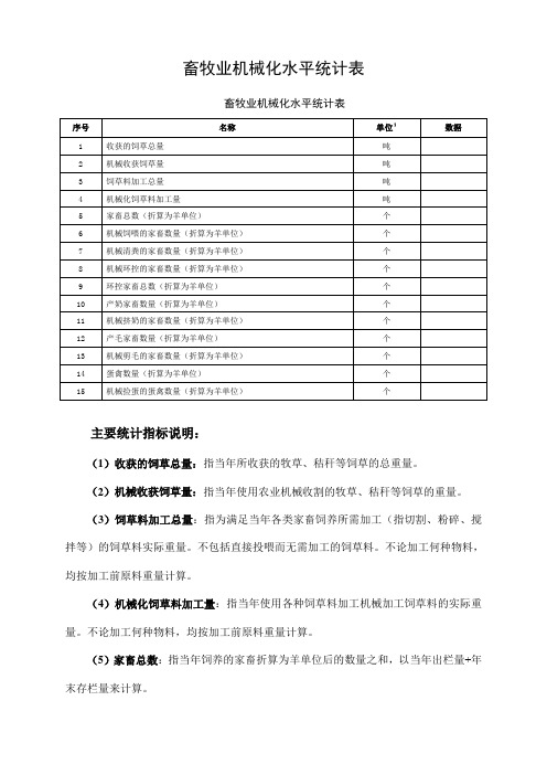 畜牧业机械化水平统计表