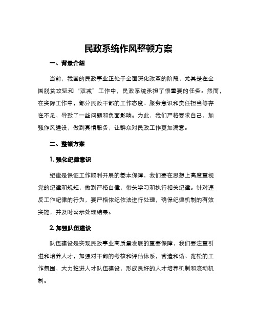 民政系统作风整顿方案