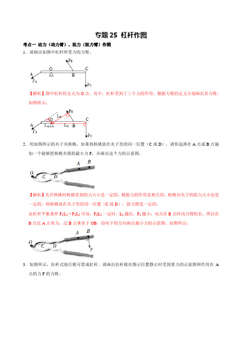 专题25 杠杆作图-2021年中考物理(力学、热学和光学部分)(解析版)