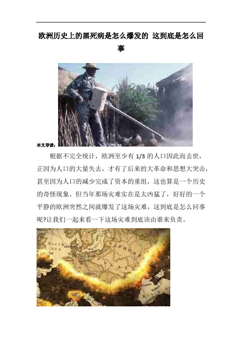 欧洲历史上的黑死病是怎么爆发的 这到底是怎么回事