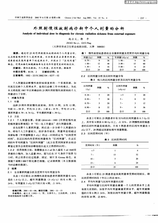 外照射慢性放射病诊断中个人剂量的分析