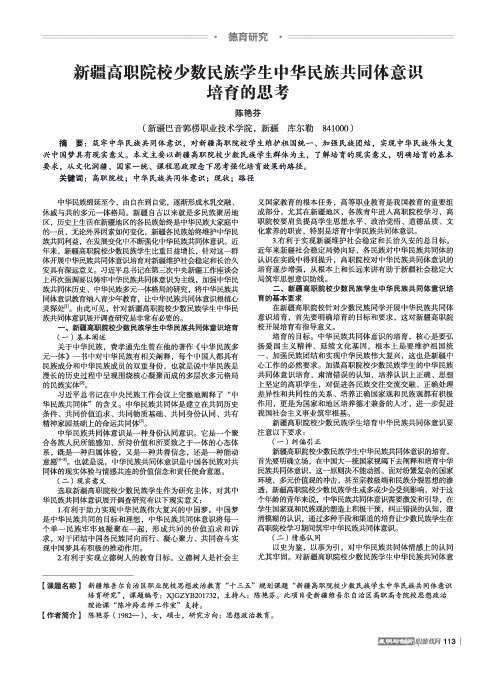 新疆高职院校少数民族学生中华民族共同体意识培育的思考