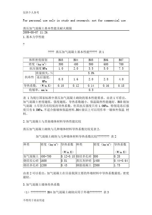 蒸压加气混凝土基本性能及耐火极限