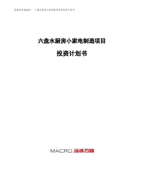 六盘水厨房小家电制造项目投资计划书