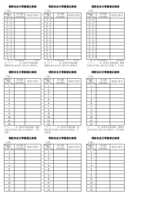 消防安全日常检查记录表