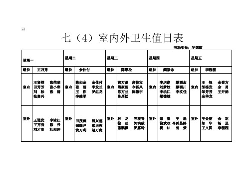 卫生值日表