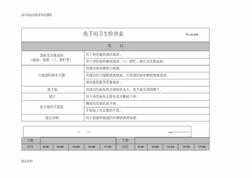 洗手间清洁检查记录表word版本