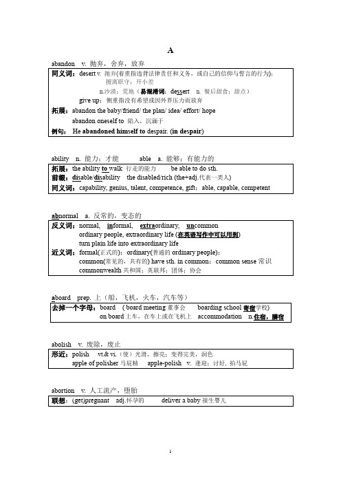 高中英语高频词汇拓展延伸