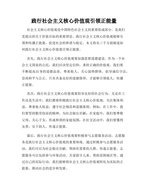 践行社会主义核心价值观引领正能量