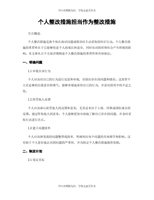 个人整改措施担当作为整改措施