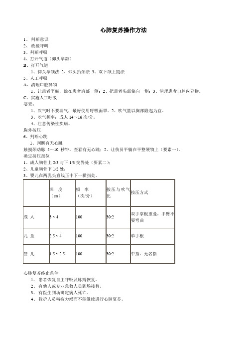 心肺复苏操作方法