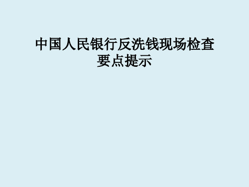 中国人民银行反洗钱现场检查要点提示