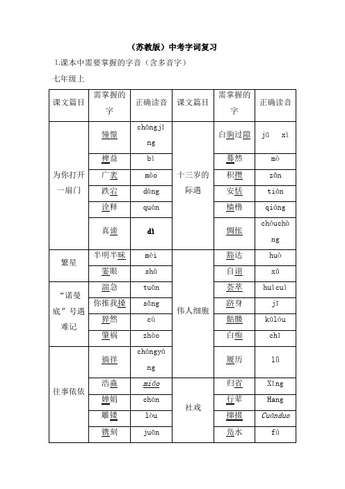 中考语文字词复习资料