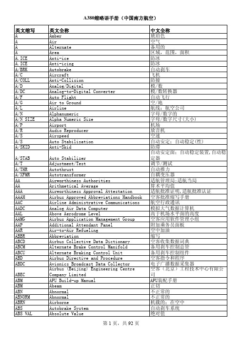 A380缩略语手册(R0)