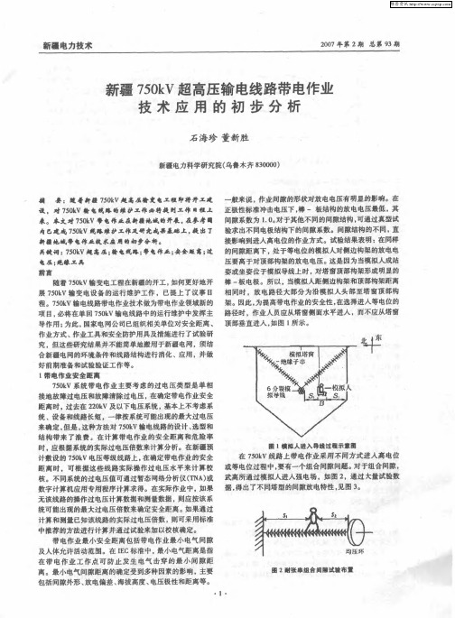 新疆750kV超高压输电线路带电作业技术应用的初步分析