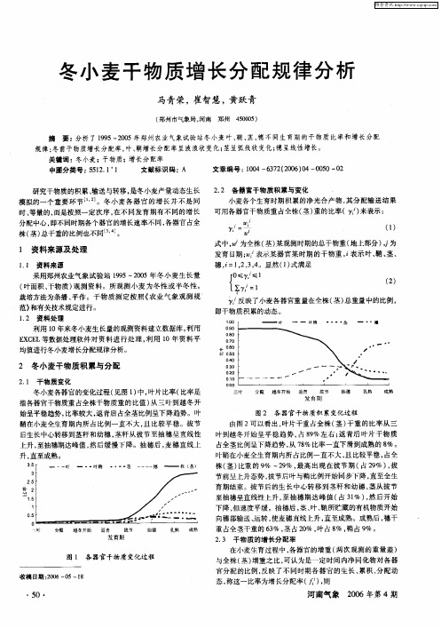 冬小麦干物质增长分配规律分析