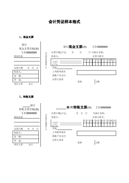 会计中各种原始凭证样图