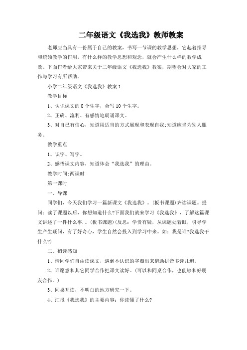 二年级语文《我选我》教师教案