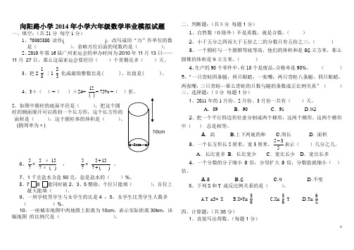 2013小学六年级数学毕业试题(附答案)