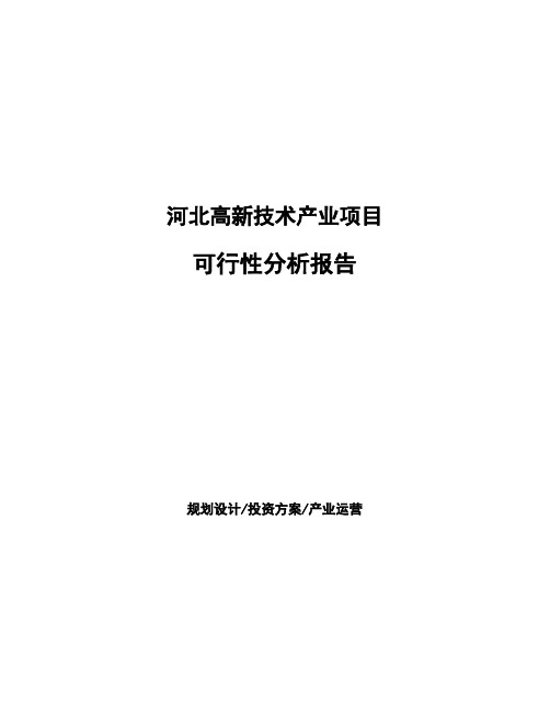 河北高新技术产业项目可行性分析报告