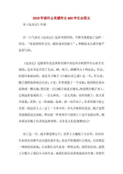 2019年读什么有感作文400字左右范文