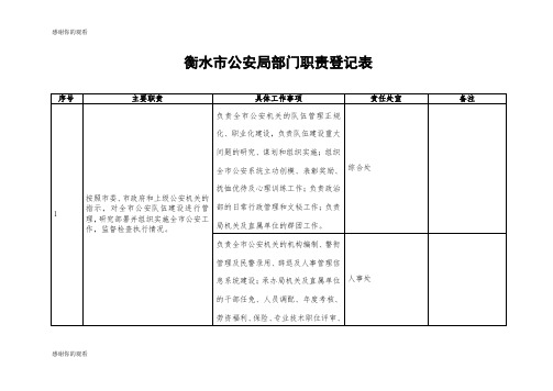 衡水市公安局部门职责登记表 .doc