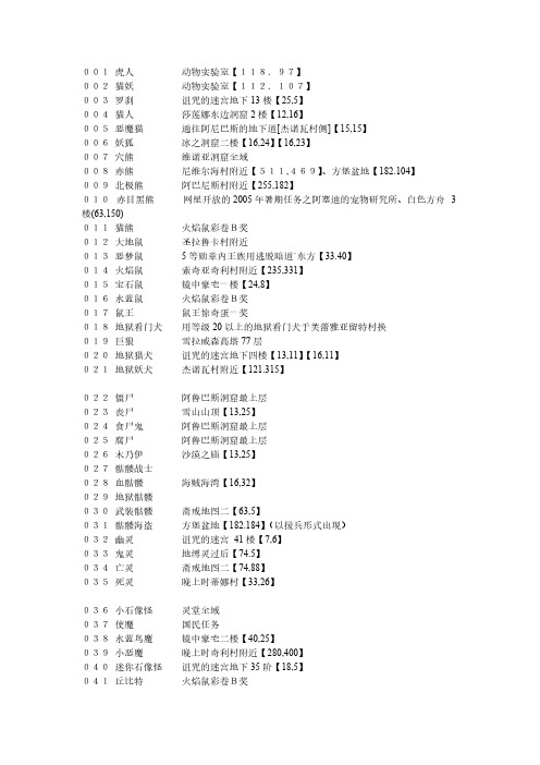 魔力宝贝1级宠物坐标