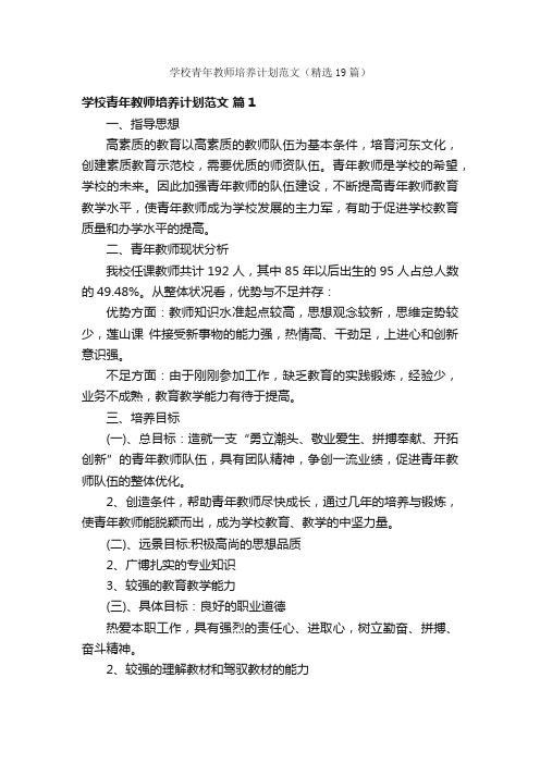 学校青年教师培养计划范文（精选19篇）