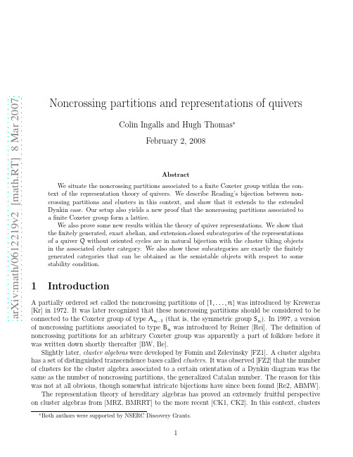 Noncrossing partitions and representations of quivers