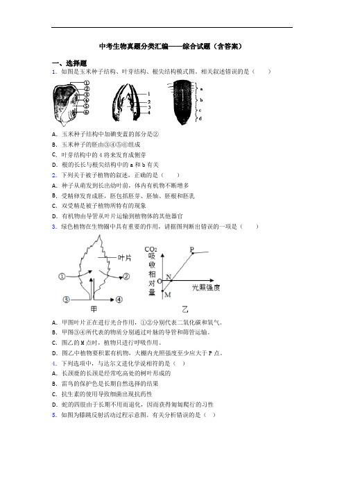 中考生物真题分类汇编——综合试题(含答案)