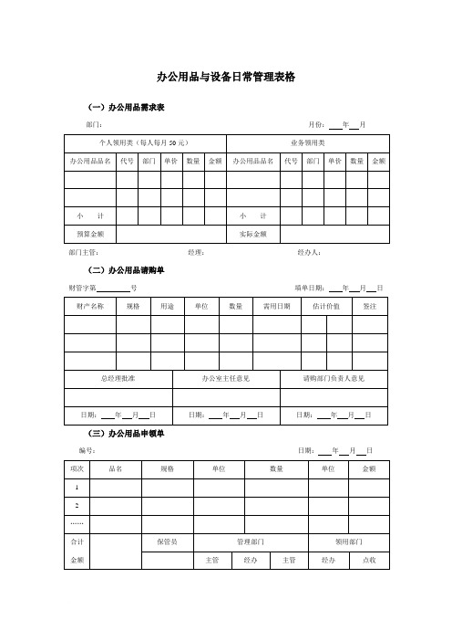 办公用品与设备日常管理表格