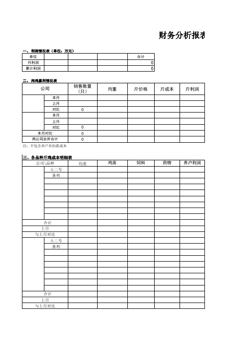 养禽业财务分析表格模板