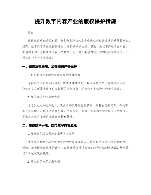 提升数字内容产业的版权保护措施