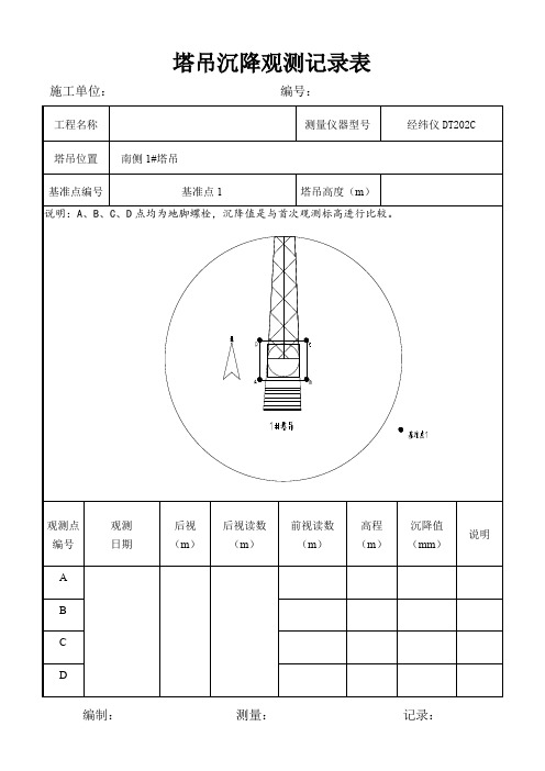 塔吊沉降观测记录表