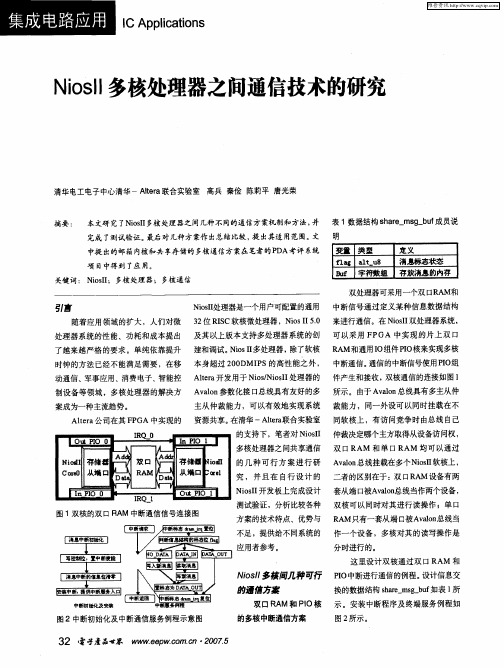 NiosⅡ多核处理器之间通信技术的研究