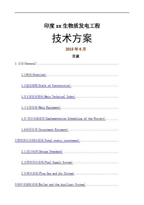 印生物质发电项目技术方案中英文