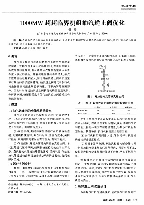 1000MW超超临界机组抽汽逆止阀优化